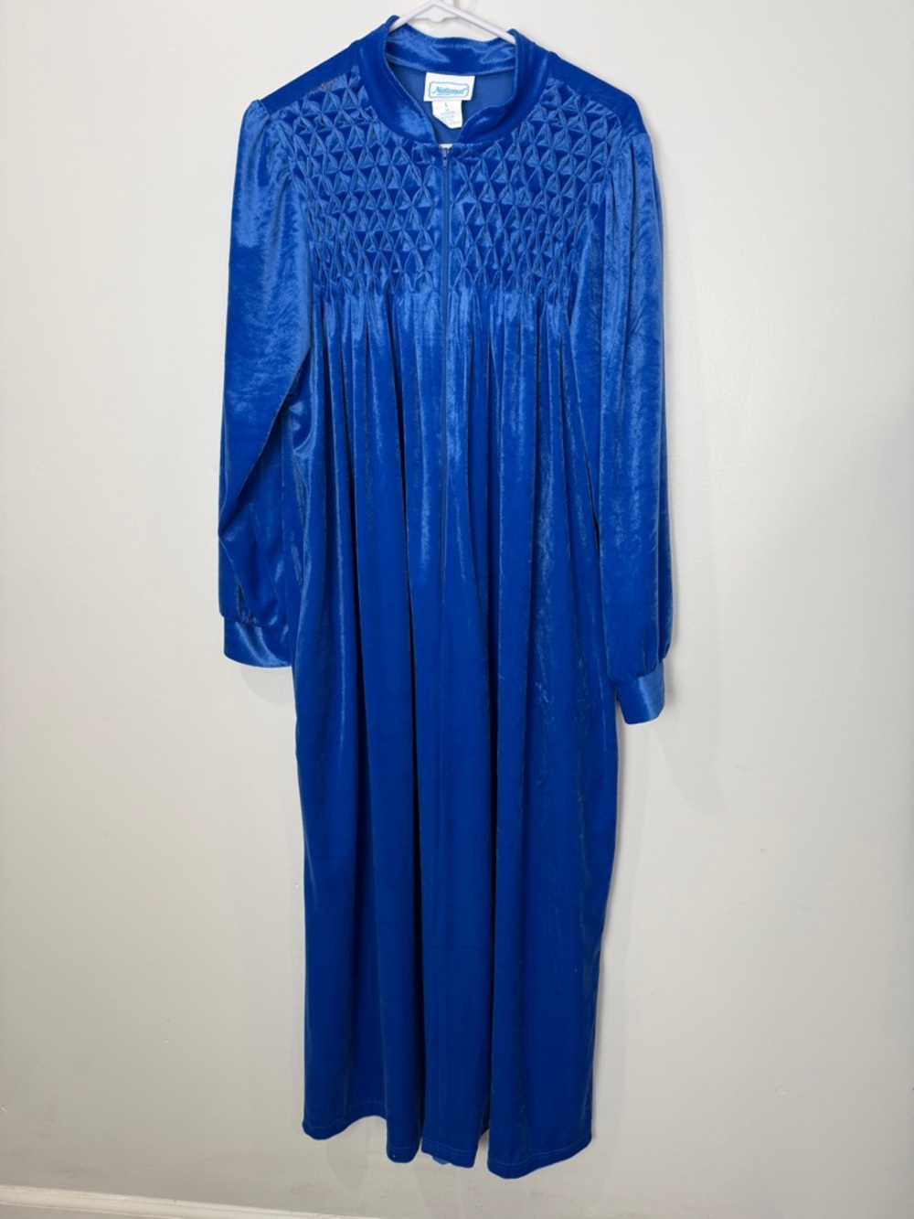 Vintage Royal Blue Robe with Smocked Yoke